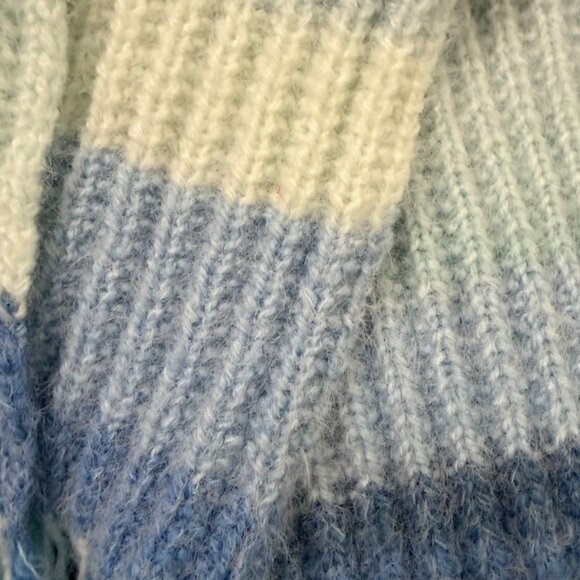 Handmade Soft Blue Ombre Knit Fringe Scarf - Picture 6 of 6